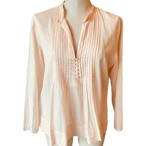 J. Jill 100% Cotton Pintuck Sheer Blouse in Light Pink / Blush sz M Petite
